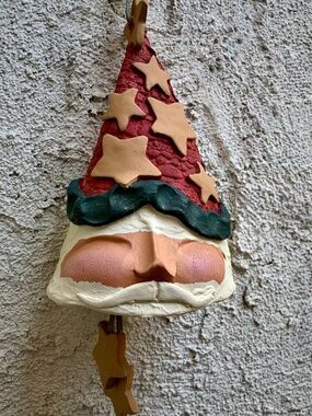 Vintage Handmade Clay Santa Bell | Signed S. Seager | Del Mar, CA